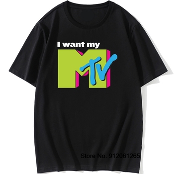 Koszulka Retro 80s 90s z zespołami pop, TV kulturą i muzyką - Męska koszulka Throwback MTV Unisex z krótkim rękawem