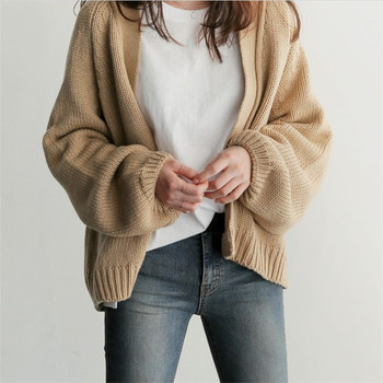 Nowy leniwy, luźny sweter krótki dziergany - jesień 2021 - Kurtka Student Girl