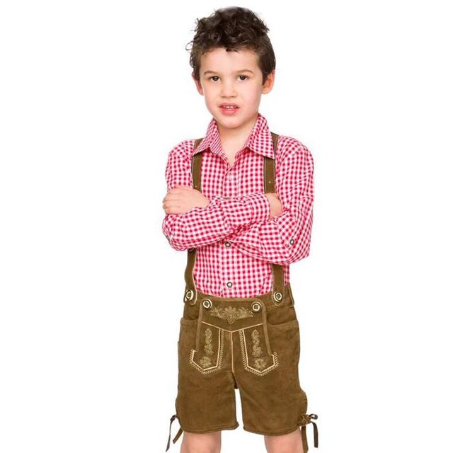 Kostium Plaid Lederhosen dla chłopców - dziecięcy strój bawarski na Oktoberfest i inne imprezy tematyczne - tanie ubrania i akcesoria