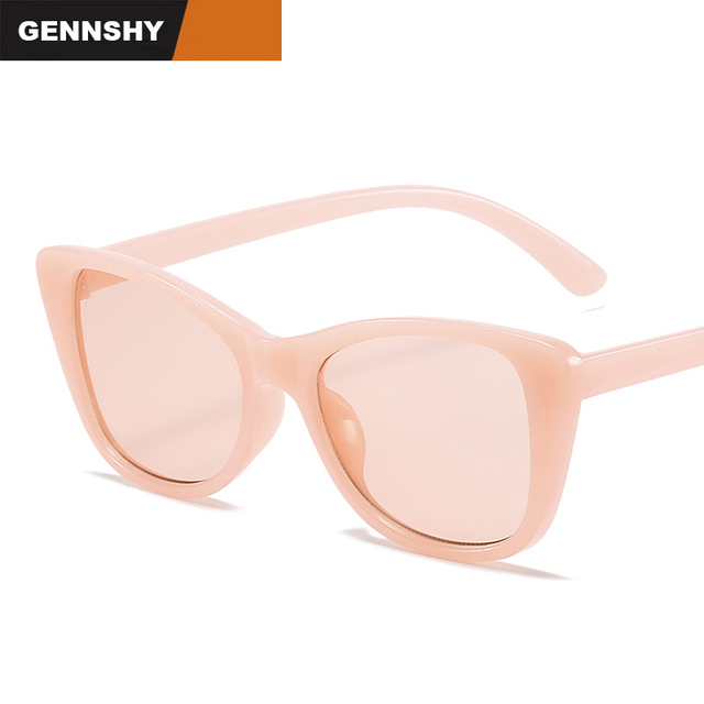 Nowoczesne okulary przeciwsłoneczne Retro 2021 – Kocie oko, marka projektuje modne PC, przezroczyste rama, cukierkowo różowe, idealne do jazdy - tanie ubrania i akcesoria