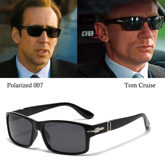 Nowoczesne męskie okulary przeciwsłoneczne w stylu Jamesa Bonda 007 z polaryzacją i kwadratowymi soczewkami Vintage Fashion - marka De Sol - tanie ubrania i akcesoria