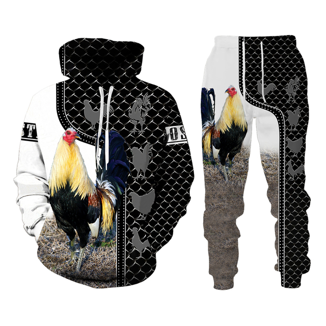 Bluza 3D kogut w moro z kapturem do polowania - męski zestaw garnituru zwierząt z bażantem - tanie ubrania i akcesoria