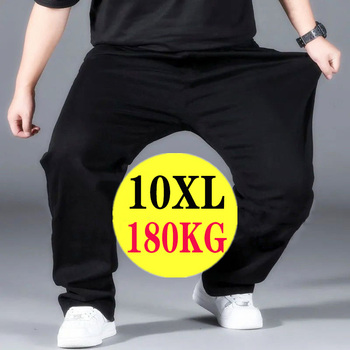 Czarne Oversize Spodnie Dresowe 10XL dla Mężczyzn - Oddychające, Szybkoschnące, Luźne Męskie Spodnie Streetwear