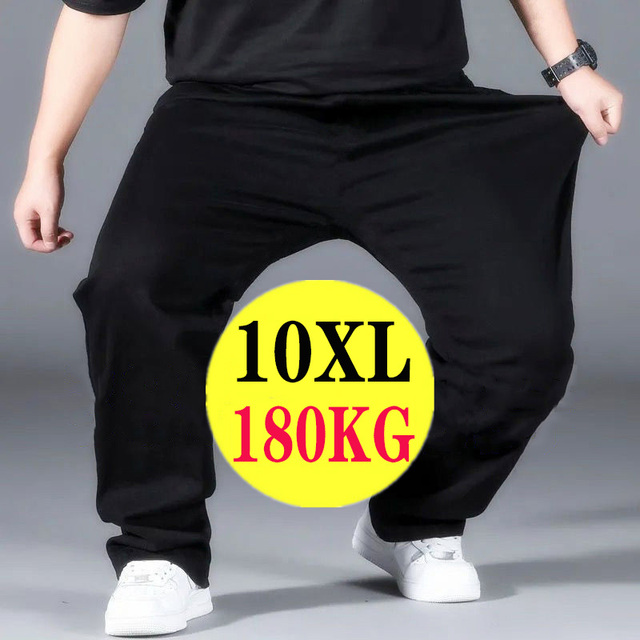 Czarne Oversize Spodnie Dresowe 10XL dla Mężczyzn - Oddychające, Szybkoschnące, Luźne Męskie Spodnie Streetwear - tanie ubrania i akcesoria