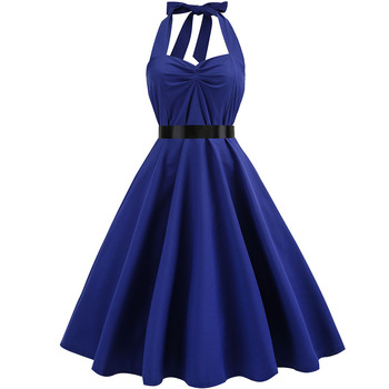 Sukienka wieczorowa w stylu Vintage dla kobiet - nadruk w kropki, odkryte plecy - Plus Size