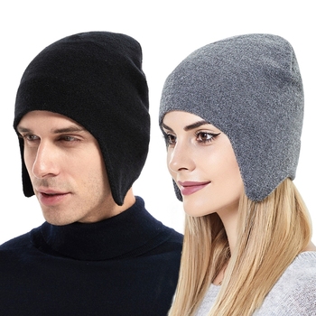 Czapka Beanie męska z ochroną słuchu i światłem rowerowym