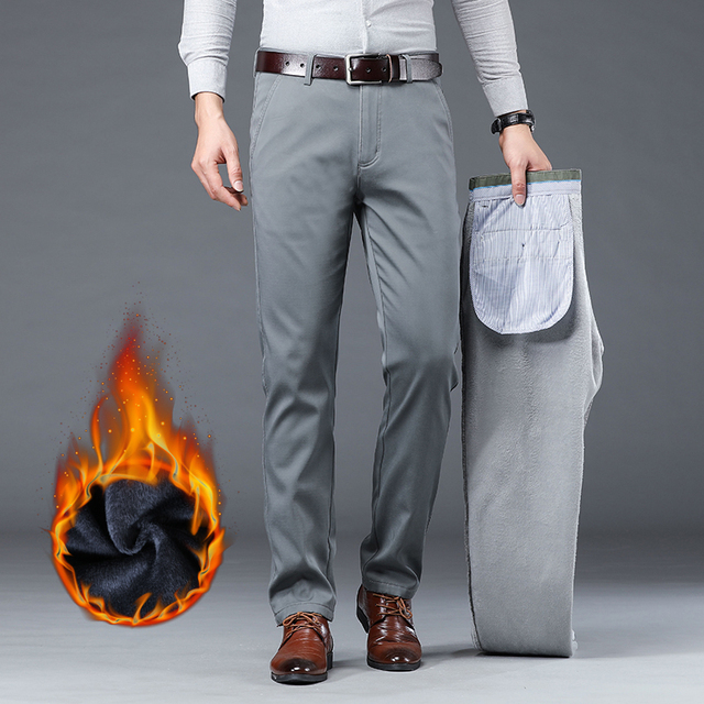 ZOENOVA spodnie męskie zimowe duże rozmiary w stylu klasycznym Khaki granat czarne - tanie ubrania i akcesoria