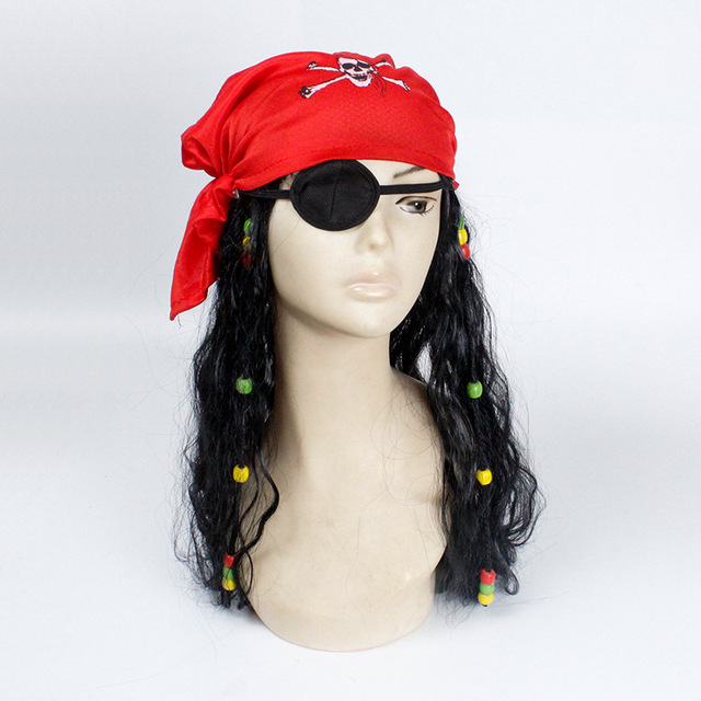 Piracka peruka Jack Sparrow z akcesoriami do cosplayu - dla dzieci i dorosłych - tanie ubrania i akcesoria