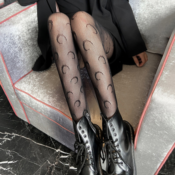 Damskie rajstopy gotyckie w stylu klubowym ze wzorem Lolita, kryjące pończochy czarne Harajuku z kabaretkami, trendy i seksowne