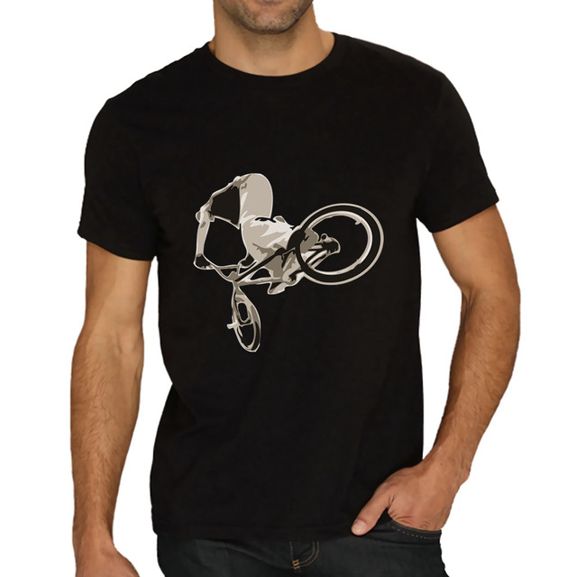Nowa koszulka męska z dekoltem w kształcie litery o i rowerowym nadrukiem - tanie ubrania i akcesoria