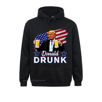 Bluza z kapturem Donald Trump 4 lipca - śmieszne picie prezydentów, nadruk, męska moda