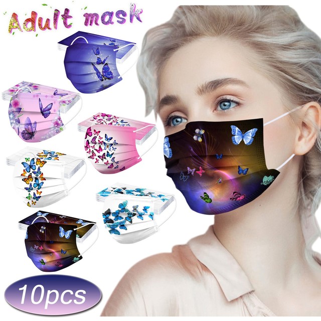 Motylowe jednorazowe maski ochronne dla dorosłych - 10 szt - tanie ubrania i akcesoria