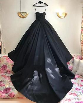 Czarna gotycka suknia ślubna w stylu ball, plus size, z odkrytymi ramionami, wykonana z tiulu, arabski dubaj stylistyka