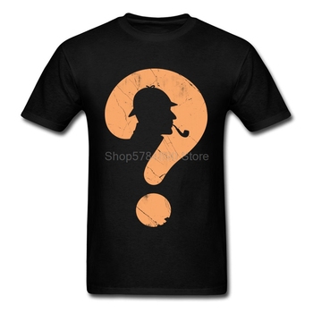 Koszulka męska O-Neck z bawełnianej tkaniny | Drukowany znak zapytania | Oddychający T-shirt 100% bawełna