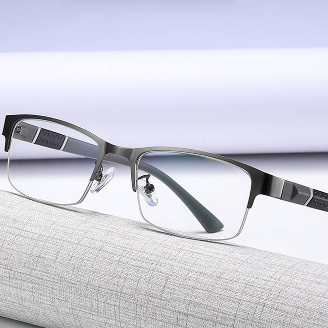 Okulary do czytania mężczyźni TR90 elastyczne pół ramki Ultralight dioptrii + 1.5 + 2.0 - tanie ubrania i akcesoria
