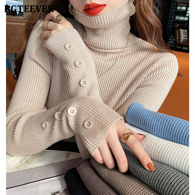 Eleganckie damskie swetry z golfem - stylowe i dopasowane, idealne na jesień i zimę - tanie ubrania i akcesoria