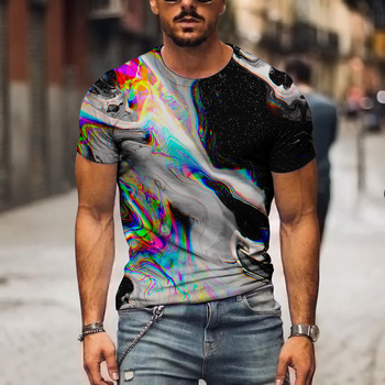 Trójwymiarowa grafika 3D T-shirt z nadrukiem, męska casualowa koszulka o modnej wakacyjnej tematyce