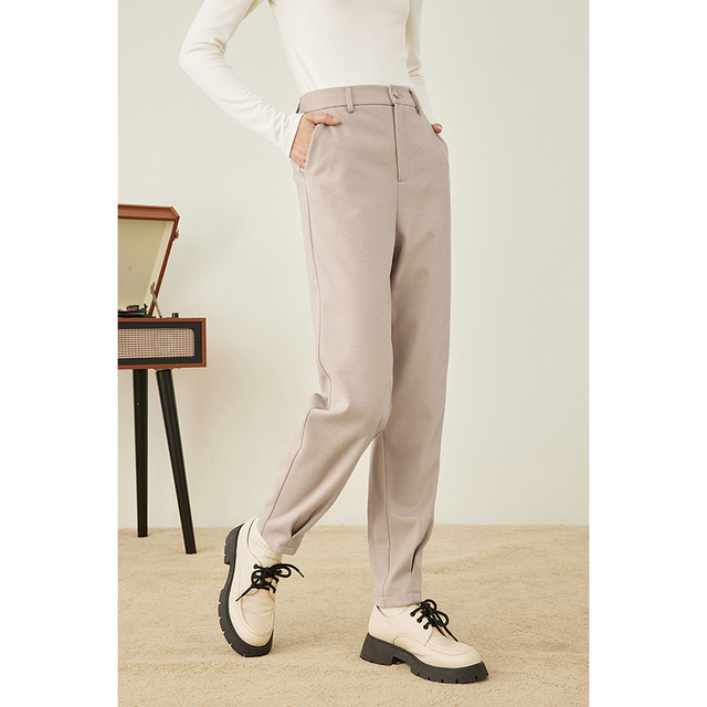 Spodnie INMAN jesienno-zimowe z wysoką talią dla kobiet w minimalistycznym stylu, świetnie pasujące do wielu stylizacji - tanie ubrania i akcesoria