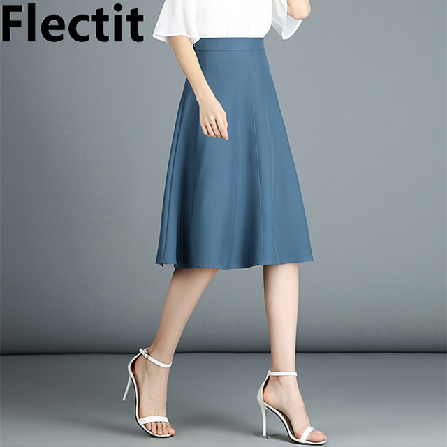 Spódnica damska Vintage Flectit trzy czwarte z wysoką talią, rozmiar XXL, fason rozkloszowany - kolekcja jesień-zima 2018 - tanie ubrania i akcesoria