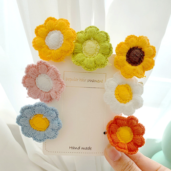 Żółty, niebieski, różowy, zielony, pomarańczowy i biały kwiat - śliczne tkaniny mini spinki do włosów i szpilki dla kobiet