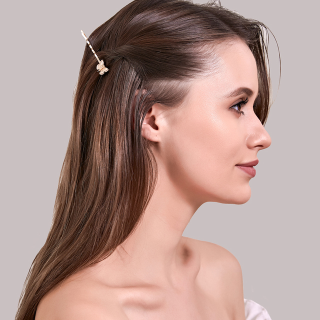 Elegancka złoto-biała spinka do włosów Bling Butterfly z stopu metali - modny dodatek na głowę dla kobiet - tanie ubrania i akcesoria
