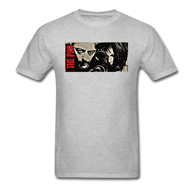 Leon - Profesjonalne Koszulki Filmowe dla Mężczyzn z Nadrukiem na Lato - 100% Bawełna T-Shirt Vintage - Charakter Zabójcy - Topy Fitness - tanie ubrania i akcesoria