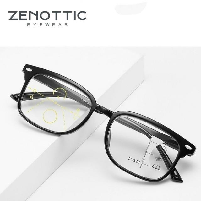 Okulary do czytania ZENOTTIC Retro anti-niebieskie światło progresywne ogniskowe dla mężczyzn i kobiet, korygujące krótkowzroczność i nadwzroczność - tanie ubrania i akcesoria