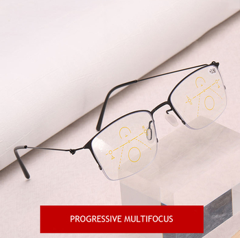 Okulary do czytania Progressive Multifocus Ultralight - wysoka jakość, anty Blue Ray, antyzmęczeniowe, zawiasy sprężynowe, dla kobiet i mężczyzn - mocne stopnie +1 do +4