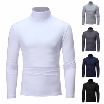 Sweter męski golf z jednolitym białym wzorem 2021 jesień/zima długi rękaw