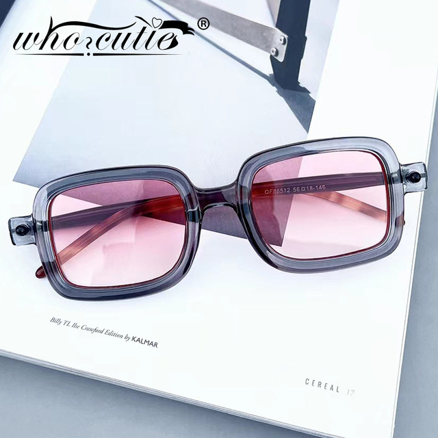 Okulary przeciwsłoneczne damskie Fashion Square 2021 marki szary różowy Vintage prostokąt UV400 - tanie ubrania i akcesoria