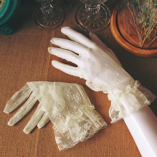Koronkowa rękawiczka anty-UV z pełnymi rękawiczkami dla panny młodej i elegancka kobieta - tanie ubrania i akcesoria
