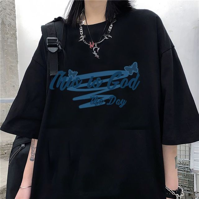 Harajuku - koszulka damska z nadrukiem, luźny casual, nowa kolekcja lato 2021, styl koreański moda preppy - tanie ubrania i akcesoria
