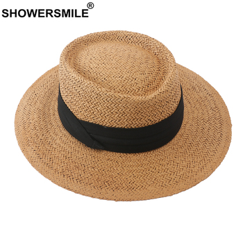 Nowy słomkowy kapelusz przeciwsłoneczny dla kobiet w stylu Vintage Brytyjskim - SHOWERSMILE Summer Beach Panama Cap 2021