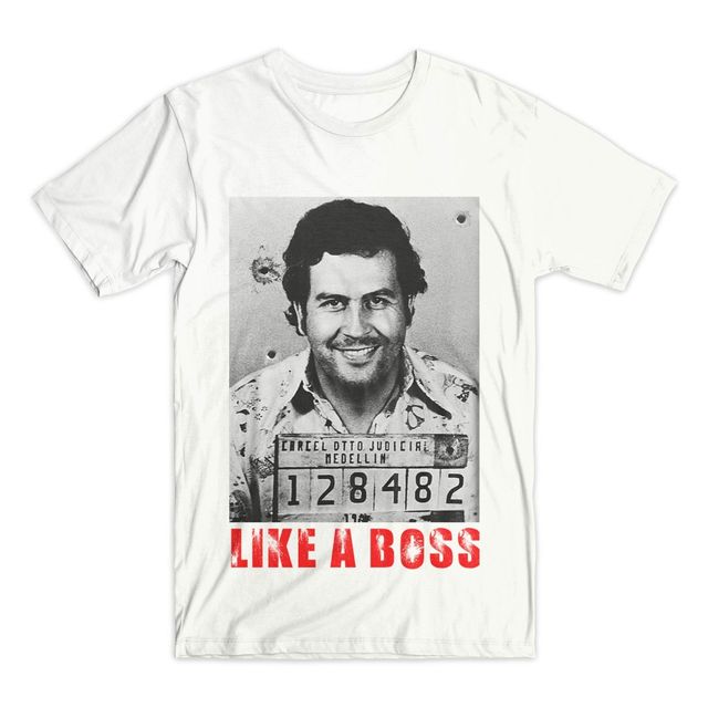 100% bawełniana koszulka męska Pablo Escobar T Mugshot Narcos Streetwear - tanie ubrania i akcesoria