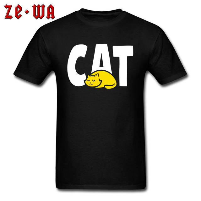 T-shirt z nadrukiem kota 100% bawełna męska bluzka T dopasowana obcisła czarna bluzka Tees XXXL - tanie ubrania i akcesoria