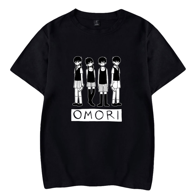 Męska koszulka Omori lato krótki rękaw trendy luźne topy szary T-shirt - tanie ubrania i akcesoria