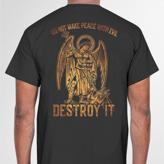 Koszulka męska O-Neck z wizerunkiem Archanioła Świętego Michała - letnia bawełniana koszulka z krótkim rękawem - tanie ubrania i akcesoria