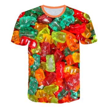 Koszulka męska: Cukierkowy wzór w kształcie guzika 3D Harajuku streetwear, rok produkcji 2019