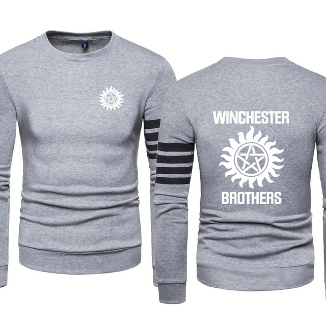Bluza męska Winchester Brothers ze szwami, wysokiej jakości bawełna, okrągły dekolt - tanie ubrania i akcesoria