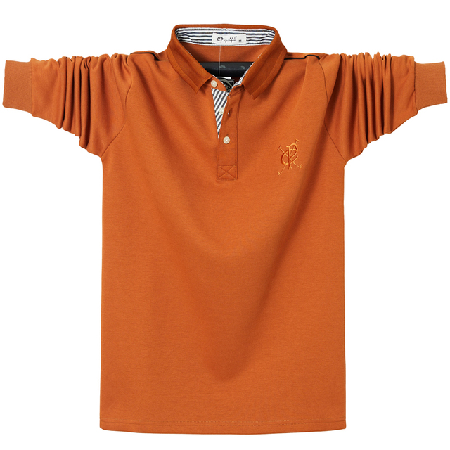 Solidna męska koszulka Polo z długim rękawem - biznesowa codzienna moda - tanie ubrania i akcesoria