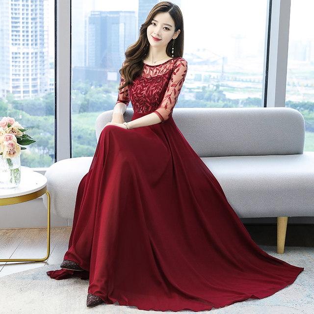 Długa, haftowana, cekinowa sukienka w siateczkę dla kobiet na wiosnę/lato 2021 z eleganckim stylem runway Maxi Korea Casual, idealna na przyjęcia i wakacje - Vestidos - tanie ubrania i akcesoria