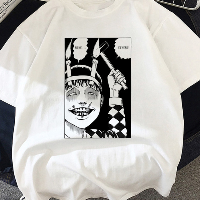 Koszulka damska Horror komiksy Junji Ito w rozmiarze Oversize - tanie ubrania i akcesoria