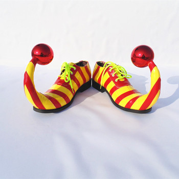 Dorosłe Dostosowane Paski Clown Buty z Ostrym Punktem - Śliczne Cyrkowe Buty Wyczynowe z Piłką, Śmieszne Joker Cosplay