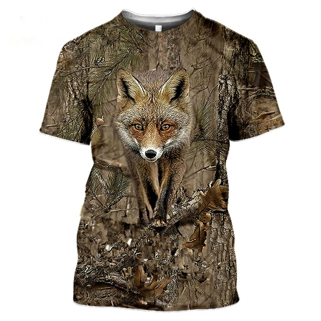 Męska koszulka z krótkim rękawem w letnim stylu Casual - kamuflaż polowanie zwierząt królik - 3D moda Street - tanie ubrania i akcesoria
