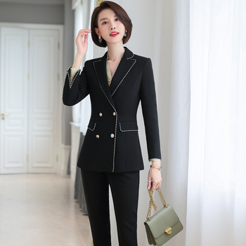 Biznesowy garnitur damski w nowym stylu - wysoka jakość, długi rękaw, biurowa moda