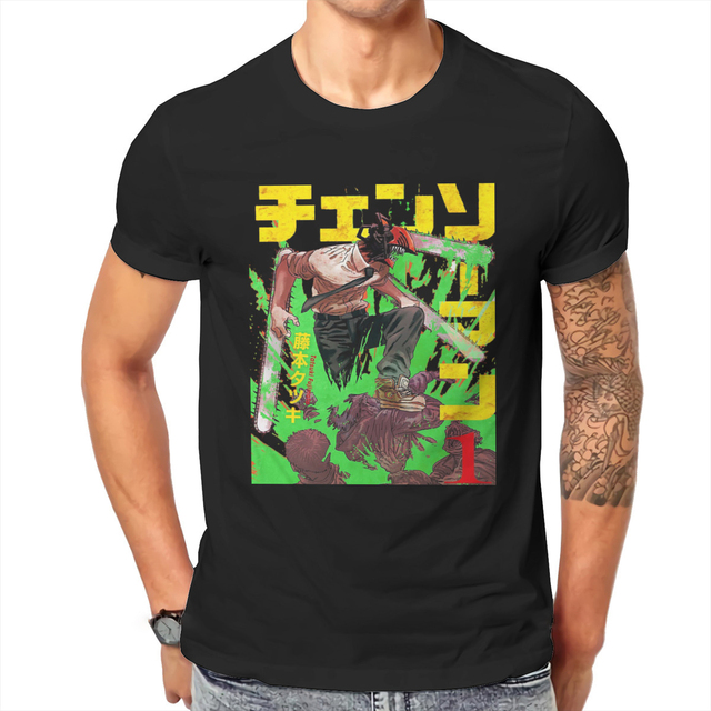 Koszula męska Chainsaw Man Denji Manga Design w stylu Vintage, rozmiar Plus, łącznie z kolekcją lato Harajuku - tanie ubrania i akcesoria