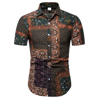 Vintage koszula męska z tkaniny tureckiej w kwiaty - Slim Fit Camisa Masculina - Brand New - mieszanka bawełny i lnu - 5XL