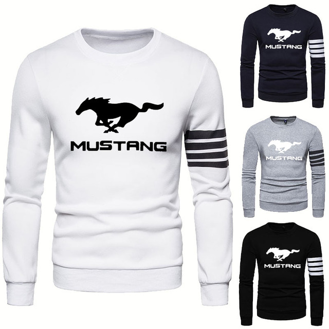 Męska bluza Mustang Logo na samochód - wysoka jakość, bawełna, bezszwowa, wokół szyi - tanie ubrania i akcesoria