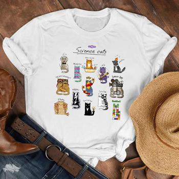 T-shirt damski z nadrukiem zwierząt i motywem kreskówkowym - słodki 90s styl, koszula modne ubranie dla kobiet