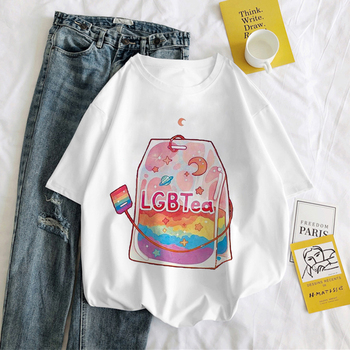 Hip Hop T-shirt damska z grafiką Homoseksualnej herbaty - biały, estetyczny koszulka Harajuku 2020